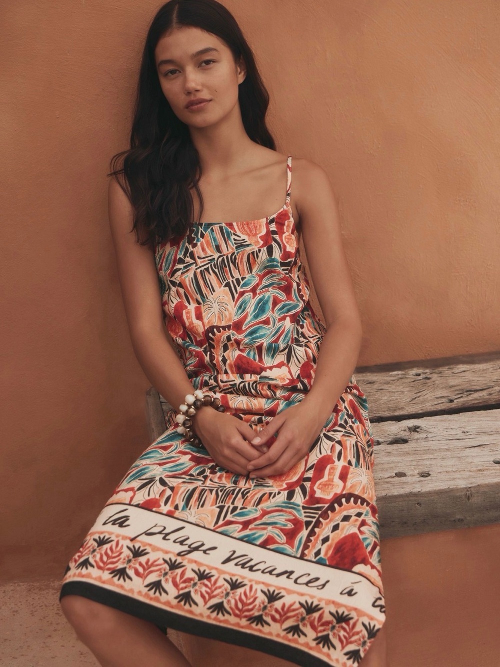 NEXT DIRECT - RED PALM PRINT MIDI SLIP DRESS - BNWT - SZ16